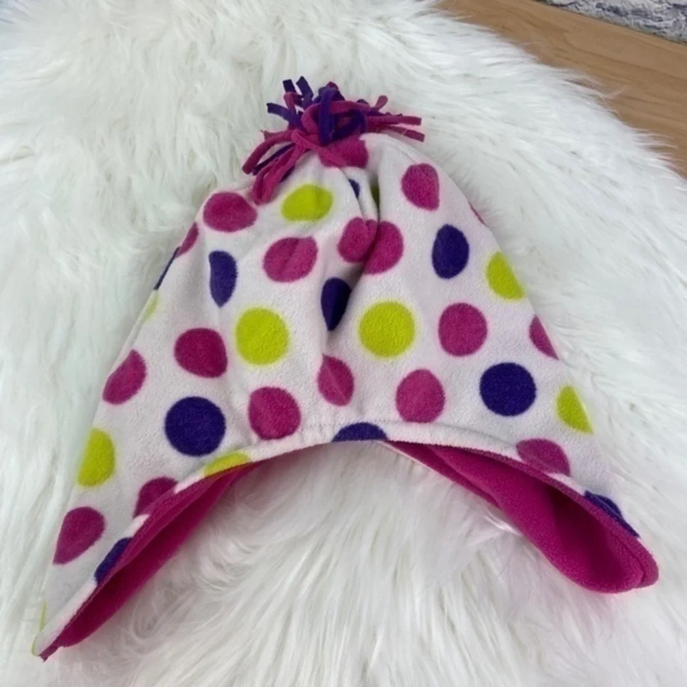Falls Creek Hat and Mittens Winter Girls Polka Dot Soft Warm Fleece